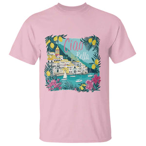 Ciao Bella Italy Amalfi Coast T Shirt Lemons and Florals Nostalgic Village TS02 Light Pink Print Your Wear