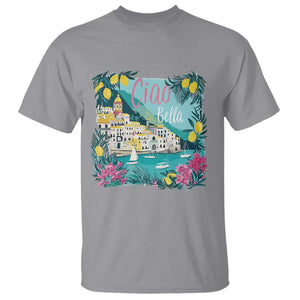 Ciao Bella Italy Amalfi Coast T Shirt Lemons and Florals Nostalgic Village TS02 Sport Gray Print Your Wear