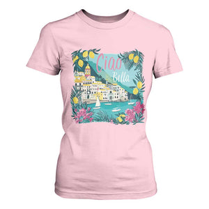 Ciao Bella Italy Amalfi Coast T Shirt For Women Lemons and Florals Nostalgic Village TS02 Light Pink Print Your Wear