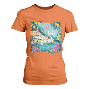 Ciao Bella Italy Amalfi Coast T Shirt For Women Lemons and Florals Nostalgic Village TS02 Orange Print Your Wear