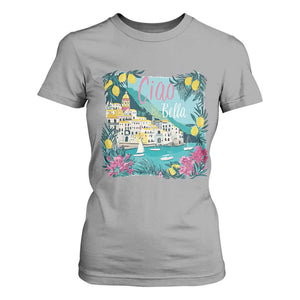 Ciao Bella Italy Amalfi Coast T Shirt For Women Lemons and Florals Nostalgic Village TS02 Sport Gray Print Your Wear