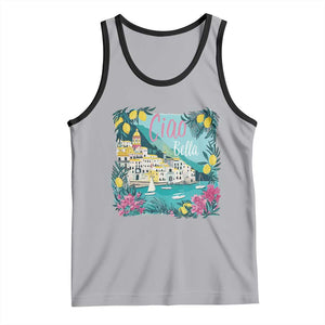 Ciao Bella Italy Amalfi Coast Tank Top Lemons and Florals Nostalgic Village TS02 Athletic Heather Black Print Your Wear