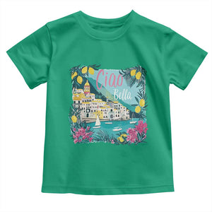 Ciao Bella Italy Amalfi Coast Toddler T Shirt Lemons and Florals Nostalgic Village TS02 Irish Green Print Your Wear