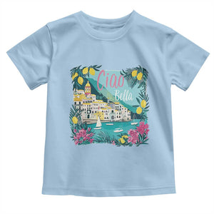 Ciao Bella Italy Amalfi Coast Toddler T Shirt Lemons and Florals Nostalgic Village TS02 Light Blue Print Your Wear