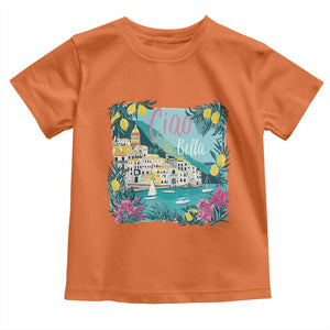 Ciao Bella Italy Amalfi Coast Toddler T Shirt Lemons and Florals Nostalgic Village TS02 Orange Print Your Wear