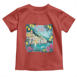 Ciao Bella Italy Amalfi Coast Toddler T Shirt Lemons and Florals Nostalgic Village TS02 Red Print Your Wear