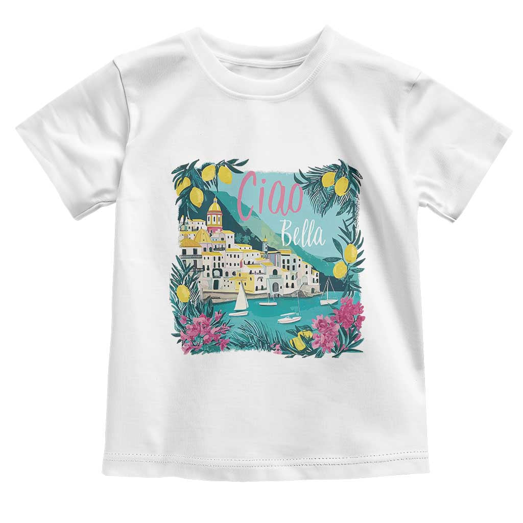 Ciao Bella Italy Amalfi Coast Toddler T Shirt Lemons and Florals Nostalgic Village TS02 White Print Your Wear