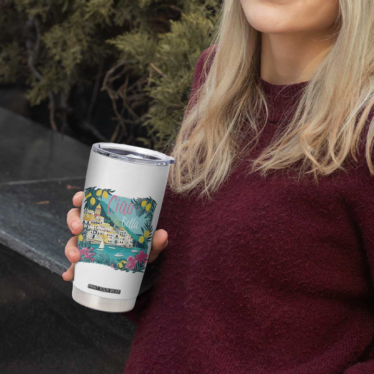 Ciao Bella Italy Amalfi Coast Tumbler Cup Lemons and Florals Nostalgic Village TS02 Print Your Wear