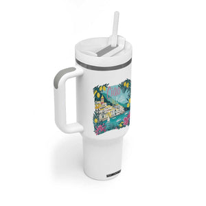 Ciao Bella Italy Amalfi Coast Tumbler With Handle Lemons and Florals Nostalgic Village TS02 Print Your Wear