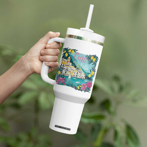 Ciao Bella Italy Amalfi Coast Tumbler With Handle Lemons and Florals Nostalgic Village TS02 Print Your Wear