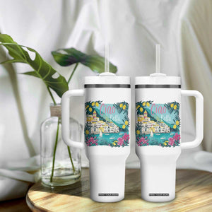 Ciao Bella Italy Amalfi Coast Tumbler With Handle Lemons and Florals Nostalgic Village TS02 Print Your Wear
