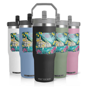 Ciao Bella Italy Amalfi Coast Flip Straw Tumbler Lemons and Florals Nostalgic Village TS02 Print Your Wear