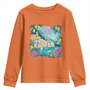 Ciao Bella Italy Amalfi Coast Youth Sweatshirt Lemons and Florals Nostalgic Village TS02 Orange Print Your Wear