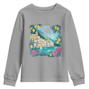 Ciao Bella Italy Amalfi Coast Youth Sweatshirt Lemons and Florals Nostalgic Village TS02 Sport Gray Print Your Wear