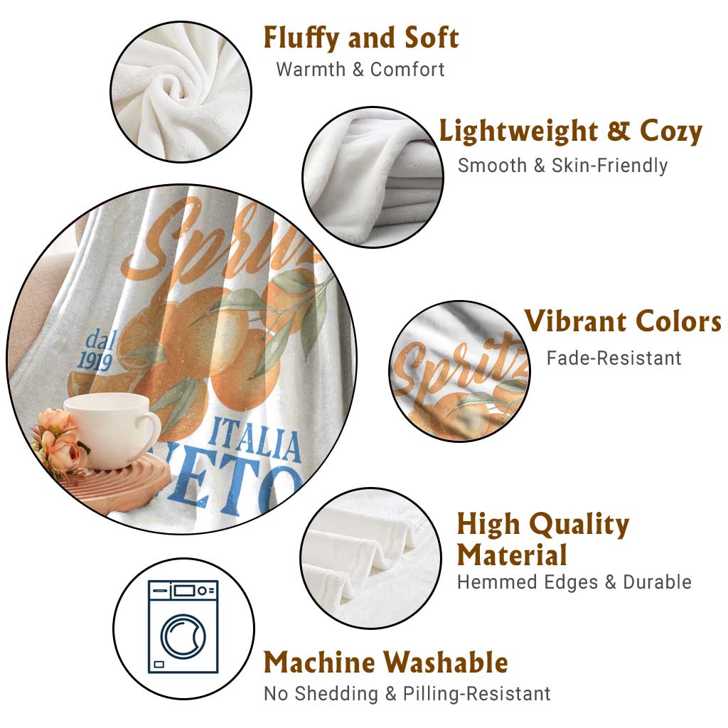 Spritz Italia Veneto Dal 1919 Throw Blanket Vintage Aperitivo Orange Italian Cocktail TS02 Print Your Wear