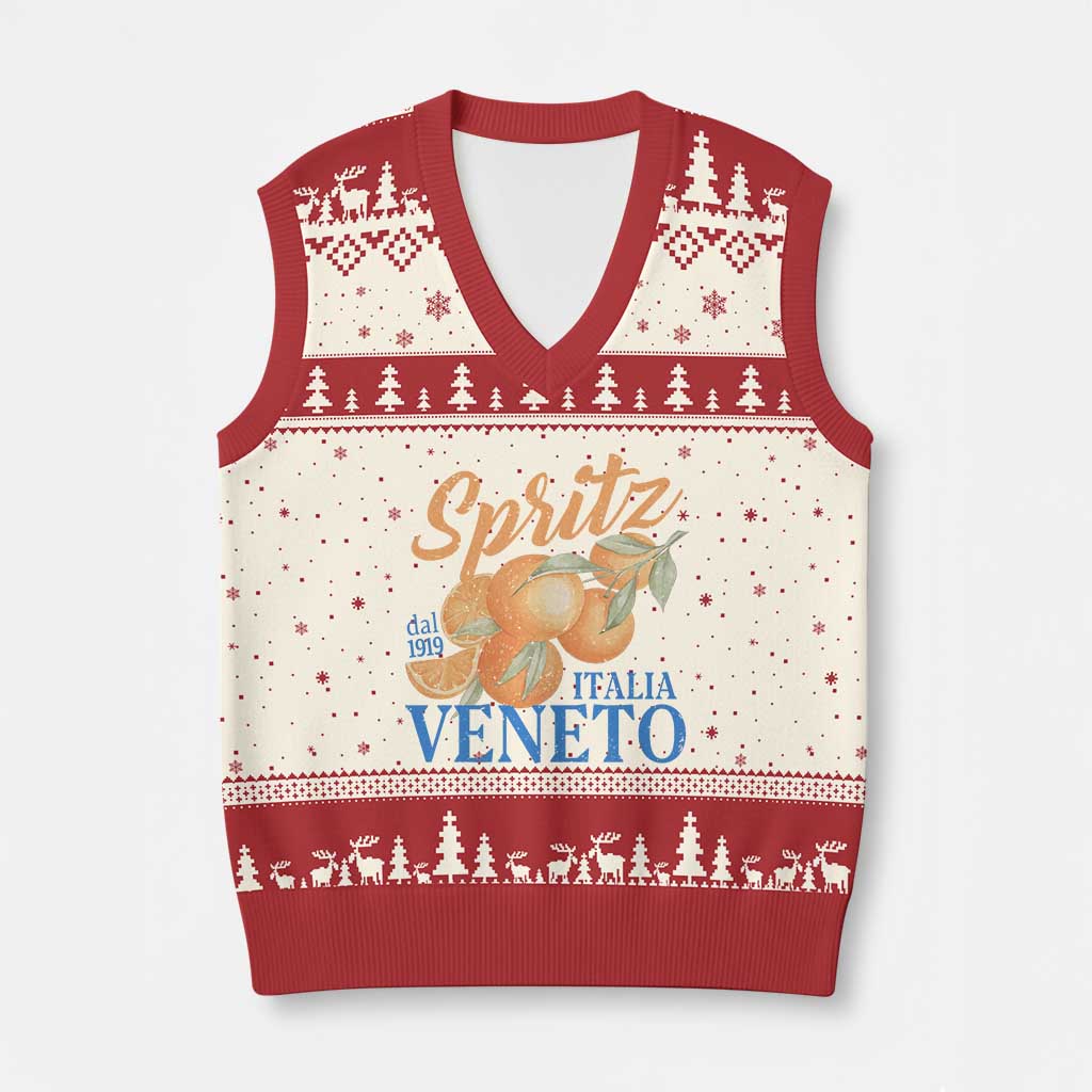 Spritz Italia Veneto Dal 1919 V-Neck Knit Sweater Vest Vintage Aperitivo Orange Italian Cocktail TS02 Beige Red Print Your Wear