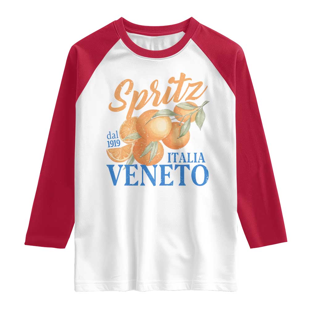 Spritz Italia Veneto Dal 1919 Raglan Shirt Vintage Aperitivo Orange Italian Cocktail TS02 White Red Print Your Wear