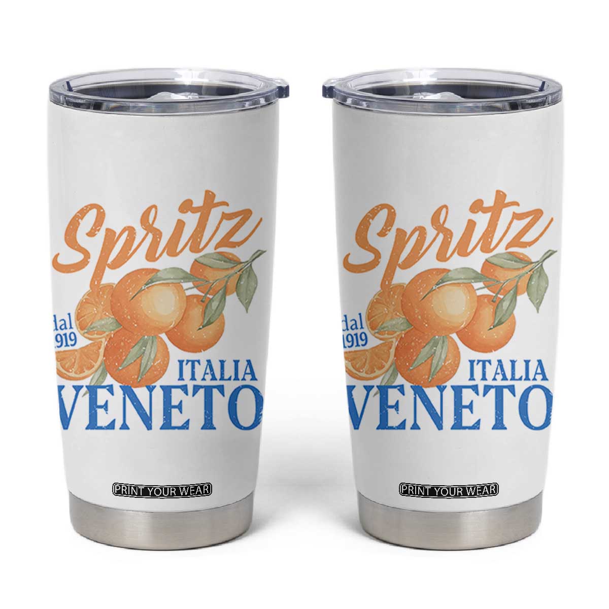Spritz Italia Veneto Dal 1919 Tumbler Cup Vintage Aperitivo Orange Italian Cocktail TS02 White Print Your Wear