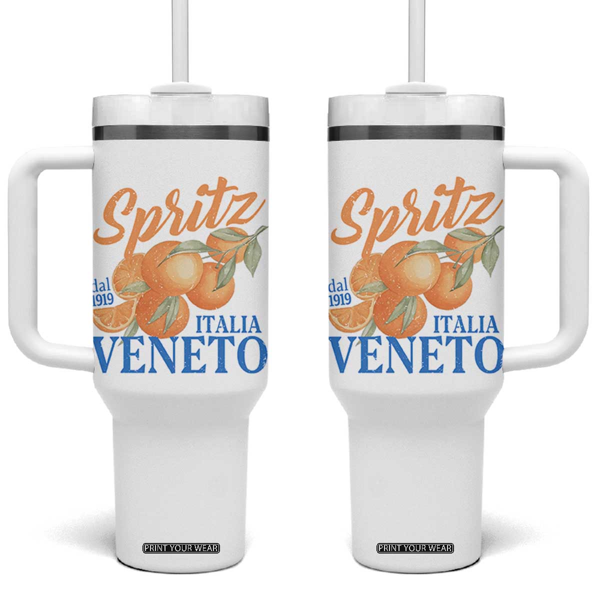 Spritz Italia Veneto Dal 1919 Tumbler With Handle Vintage Aperitivo Orange Italian Cocktail TS02 One Size: 40 oz White Print Your Wear