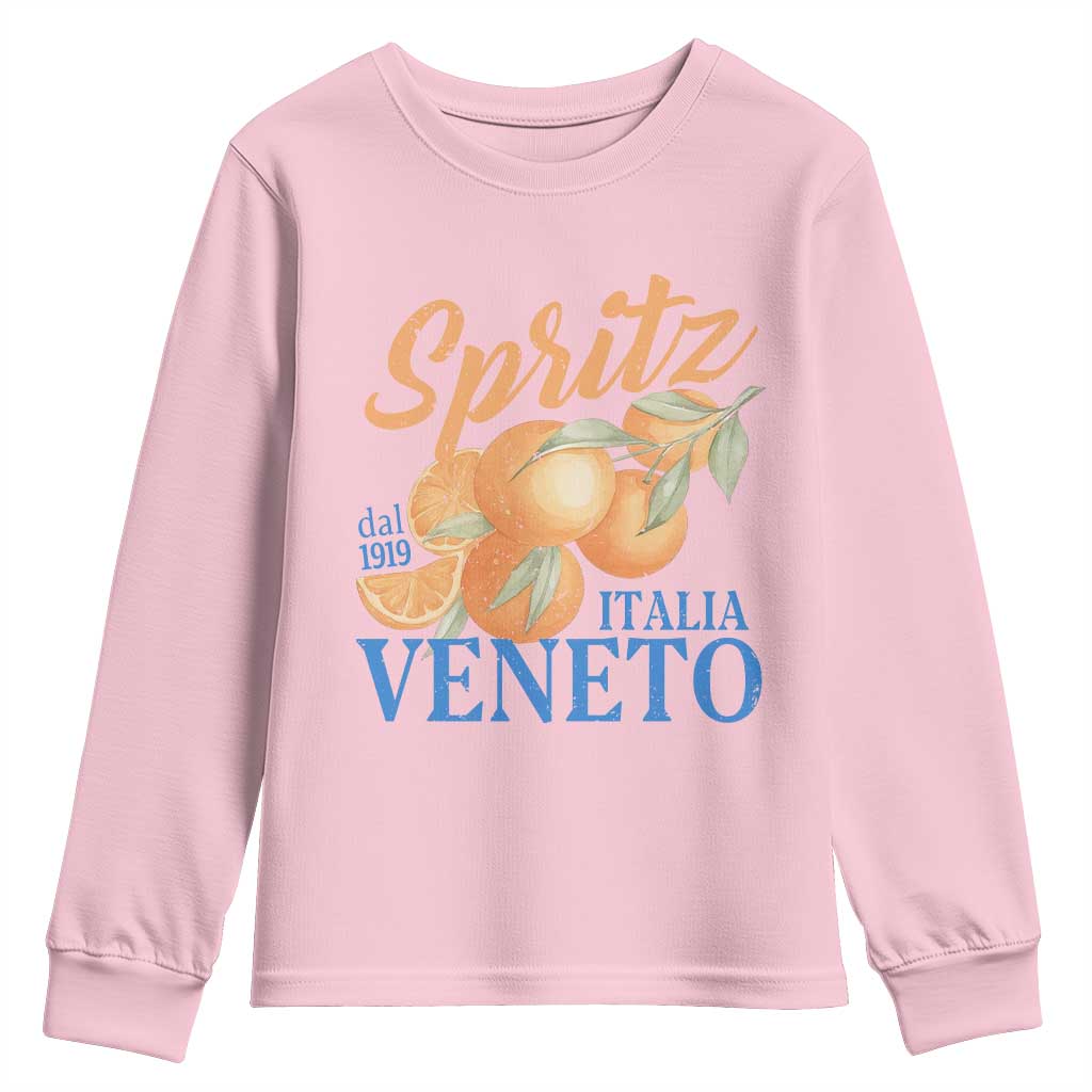 Spritz Italia Veneto Dal 1919 Youth Sweatshirt Vintage Aperitivo Orange Italian Cocktail TS02 Light Pink Print Your Wear