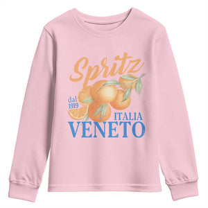 Spritz Italia Veneto Dal 1919 Youth Sweatshirt Vintage Aperitivo Orange Italian Cocktail TS02 Light Pink Print Your Wear
