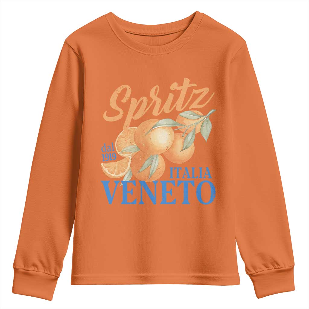Spritz Italia Veneto Dal 1919 Youth Sweatshirt Vintage Aperitivo Orange Italian Cocktail TS02 Orange Print Your Wear