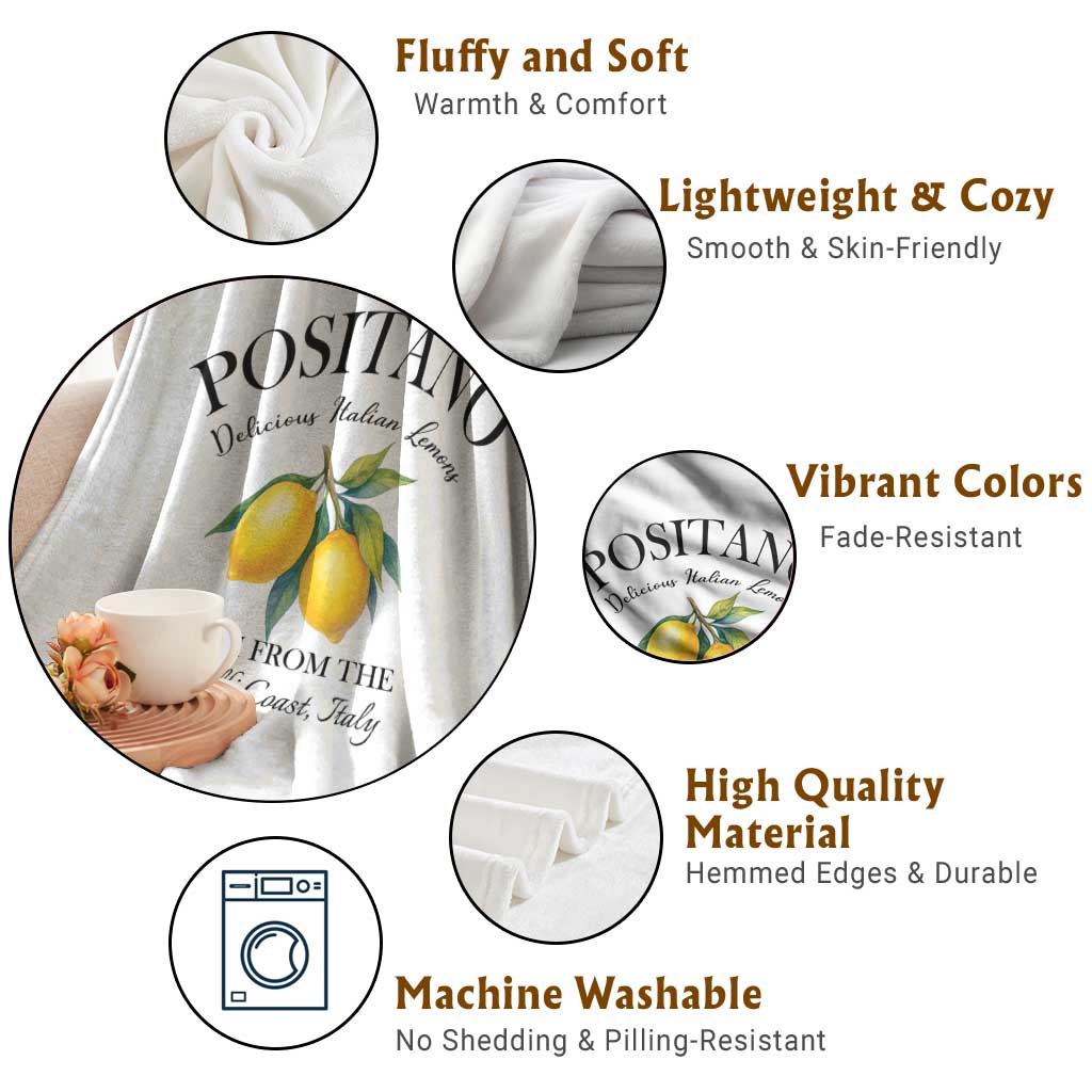 Positano Lemons Throw Blanket Fresh from the Amalfi Coast Italian Fruit TS02 Print Your Wear