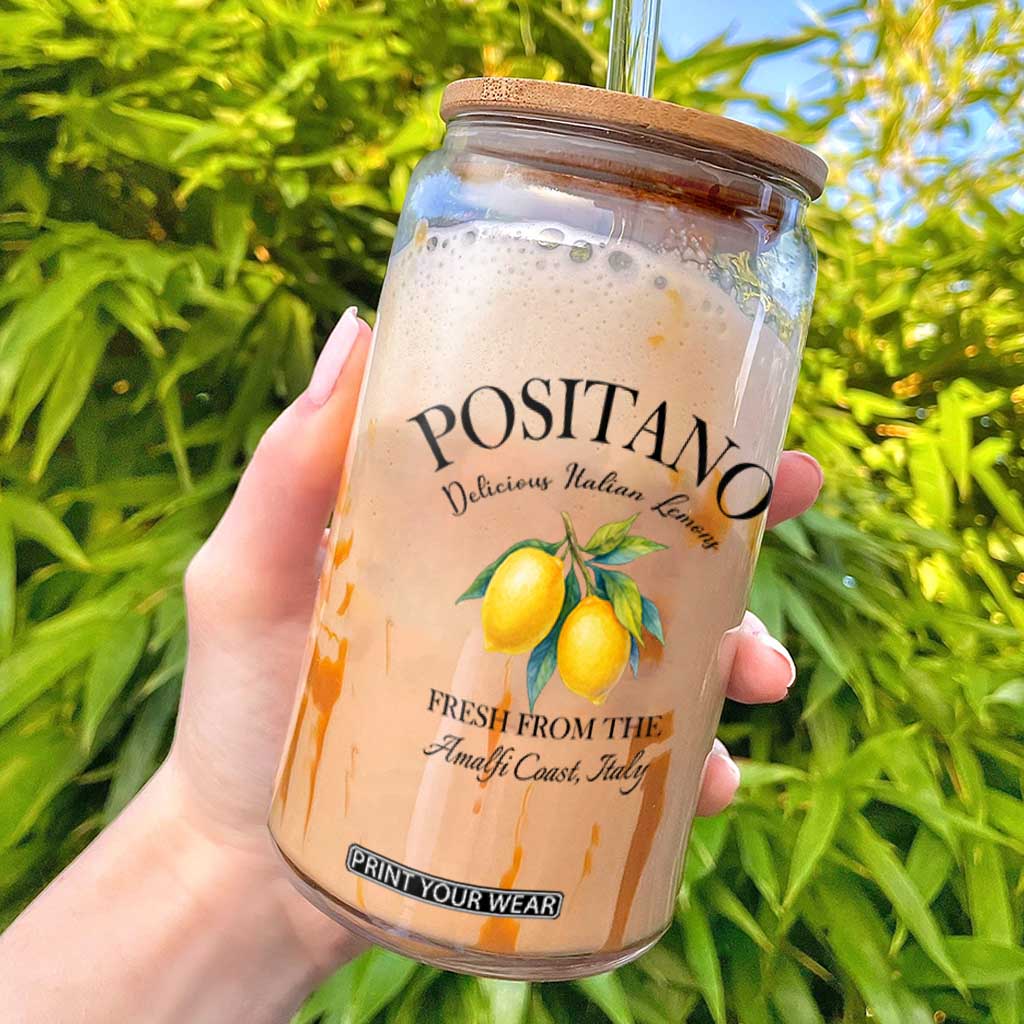Positano Lemons Glass Can Fresh from the Amalfi Coast Italian Fruit TS02 White Print Your Wear