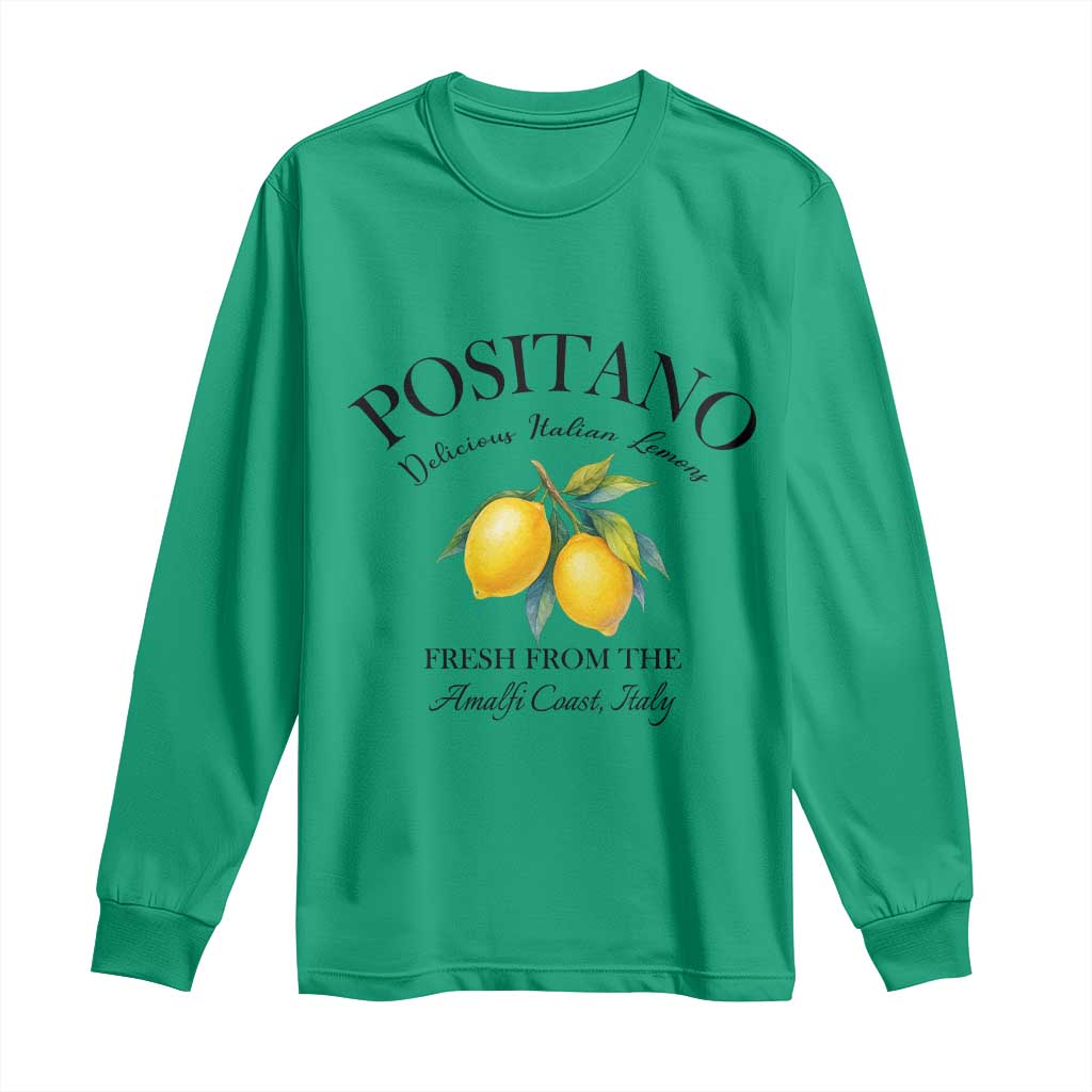 Positano Lemons Long Sleeve Shirt Fresh from the Amalfi Coast Italian Fruit TS02 Irish Green Print Your Wear