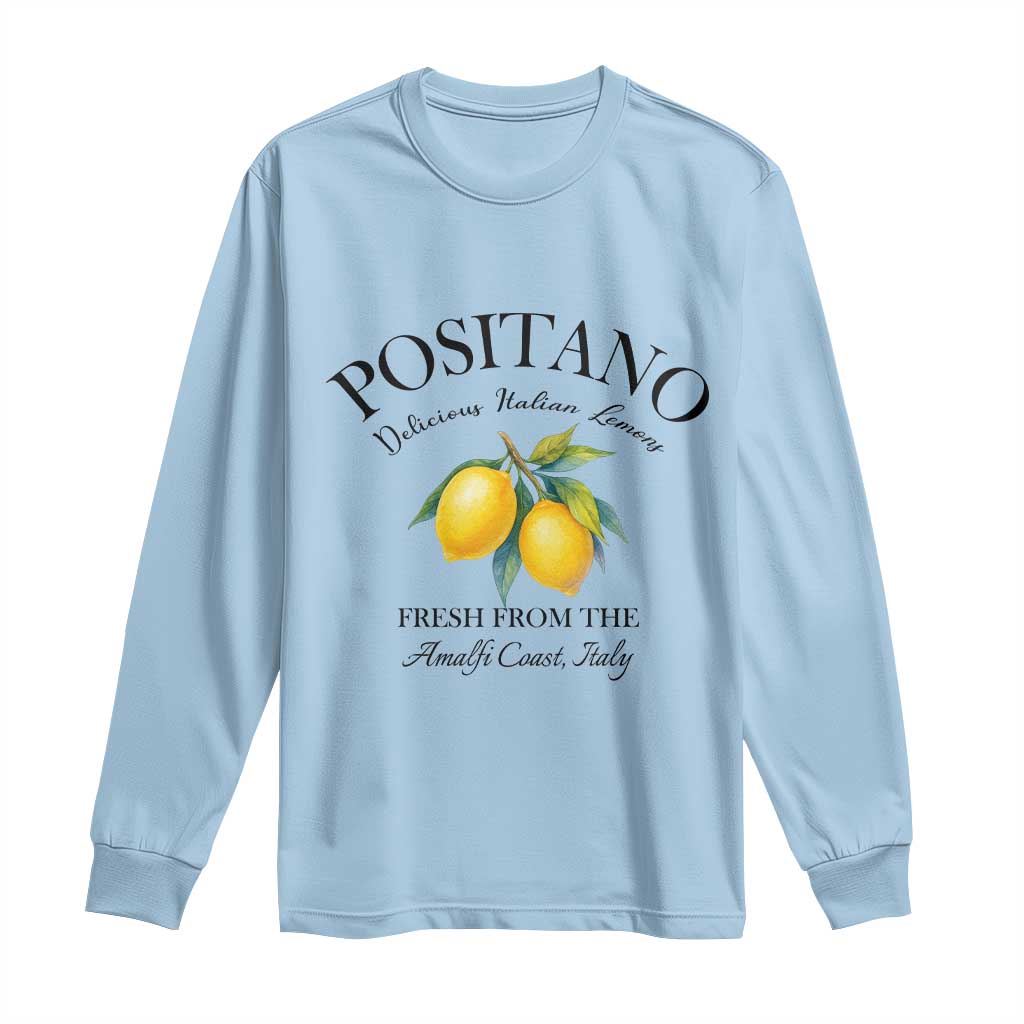 Positano Lemons Long Sleeve Shirt Fresh from the Amalfi Coast Italian Fruit TS02 Light Blue Print Your Wear
