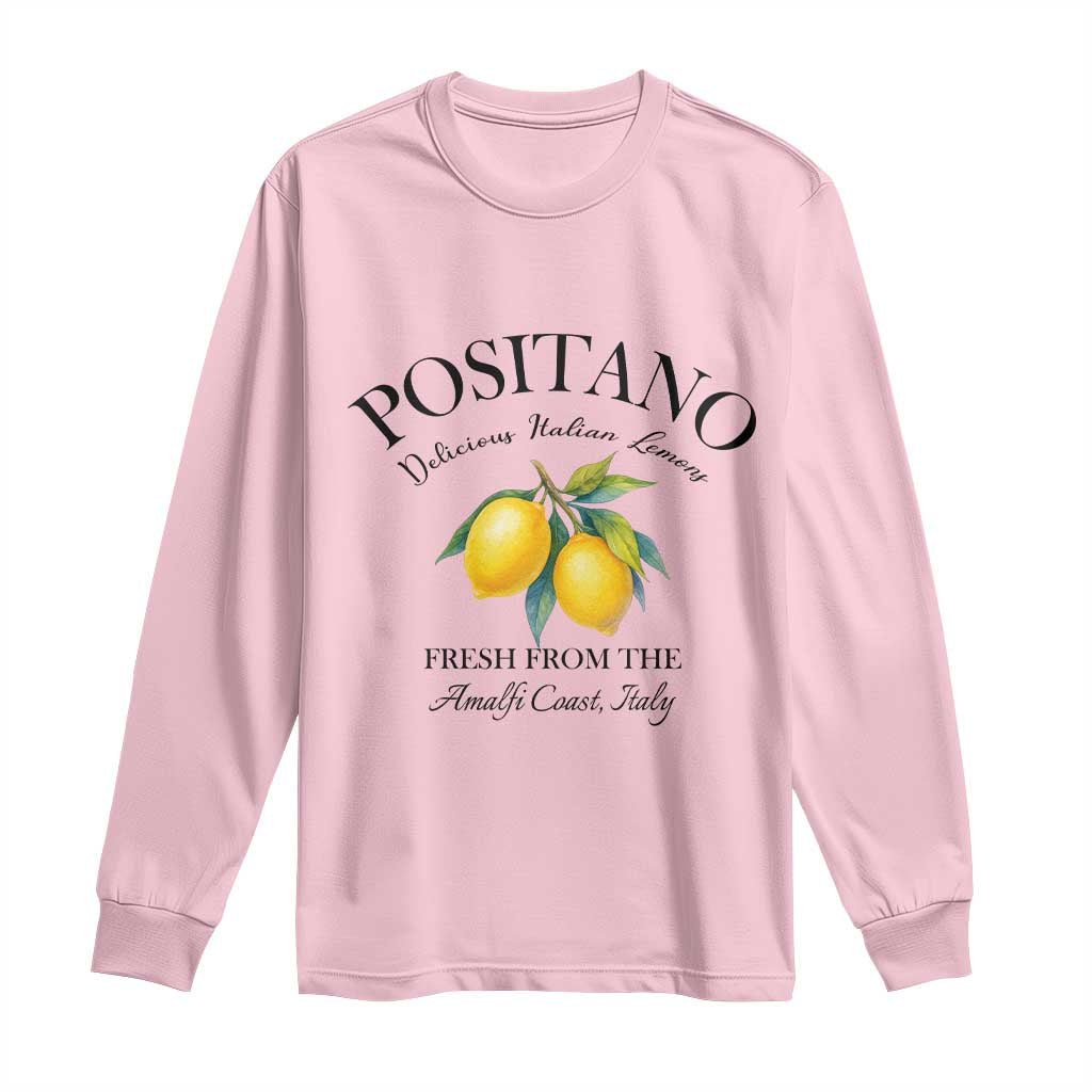Positano Lemons Long Sleeve Shirt Fresh from the Amalfi Coast Italian Fruit TS02 Light Pink Print Your Wear