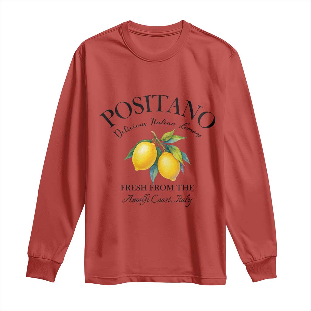 Positano Lemons Long Sleeve Shirt Fresh from the Amalfi Coast Italian Fruit TS02 Red Print Your Wear