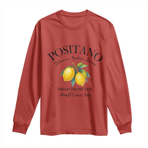 Positano Lemons Long Sleeve Shirt Fresh from the Amalfi Coast Italian Fruit TS02 Red Print Your Wear