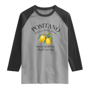 Positano Lemons Raglan Shirt Fresh from the Amalfi Coast Italian Fruit TS02 Sport Gray Black Print Your Wear