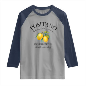 Positano Lemons Raglan Shirt Fresh from the Amalfi Coast Italian Fruit TS02 Sport Gray Navy Print Your Wear