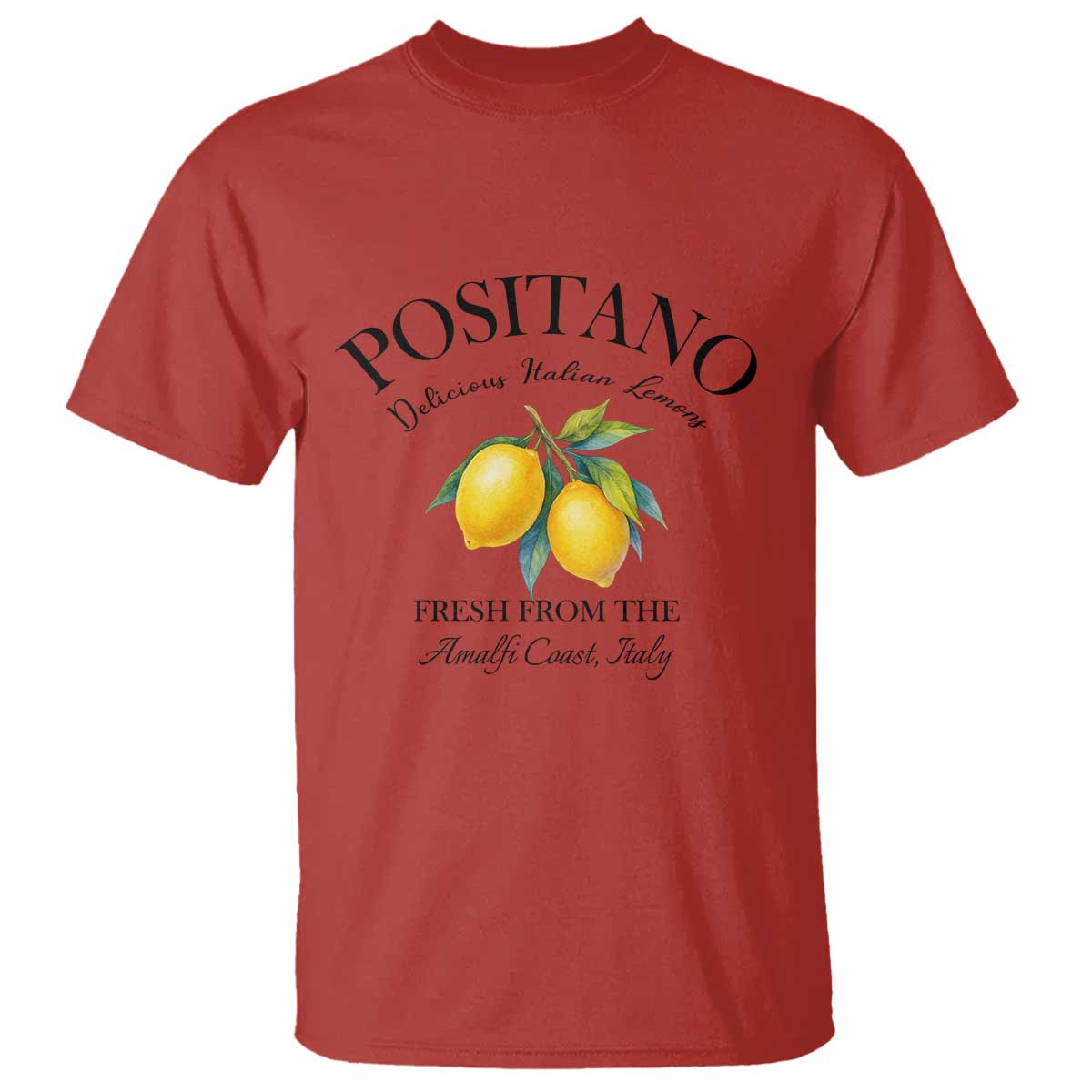 Positano Lemons T Shirt Fresh from the Amalfi Coast Italian Fruit TS02 Red Print Your Wear