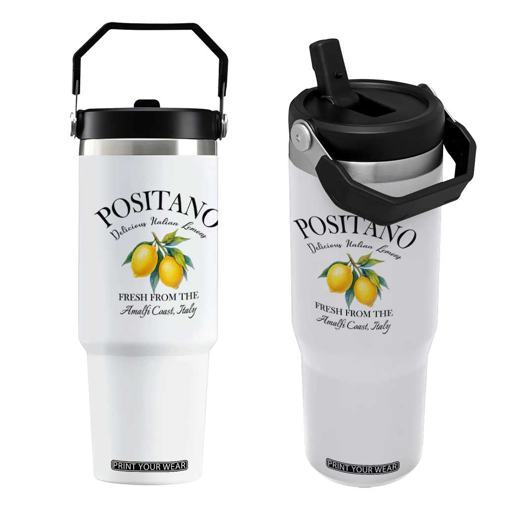 Positano Lemons Flip Straw Tumbler Fresh from the Amalfi Coast Italian Fruit TS02 One Size: 30 oz White Print Your Wear