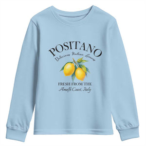 Positano Lemons Youth Sweatshirt Fresh from the Amalfi Coast Italian Fruit TS02 Light Blue Print Your Wear