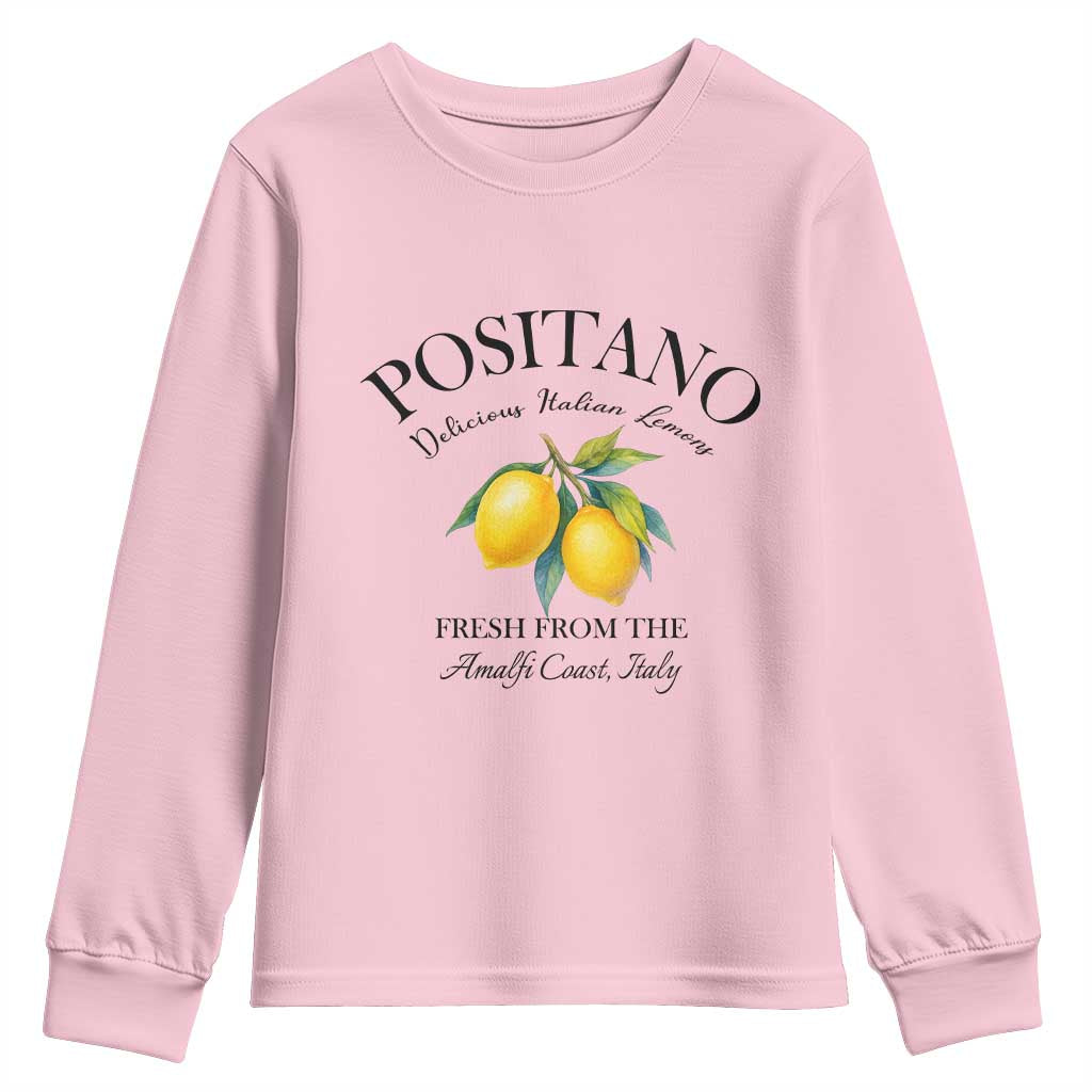 Positano Lemons Youth Sweatshirt Fresh from the Amalfi Coast Italian Fruit TS02 Light Pink Print Your Wear