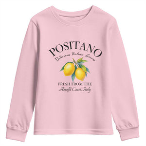 Positano Lemons Youth Sweatshirt Fresh from the Amalfi Coast Italian Fruit TS02 Light Pink Print Your Wear