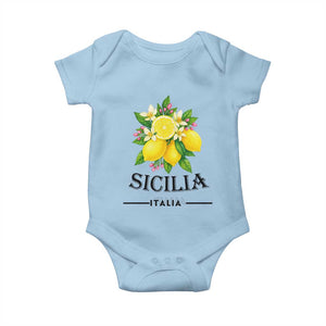 Sicilia Italia Fresh Lemon Baby Onesie Italian Sicilians Floral Citrus from Southern Italy TS02 Light Blue Print Your Wear