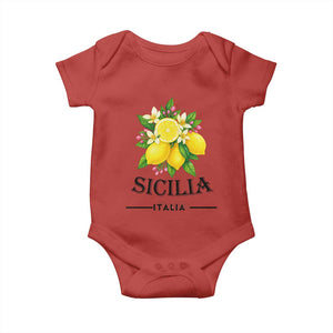 Sicilia Italia Fresh Lemon Baby Onesie Italian Sicilians Floral Citrus from Southern Italy TS02 Red Print Your Wear