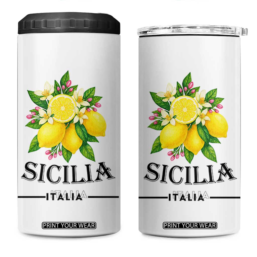 Sicilia Italia Fresh Lemon 4 in 1 Can Cooler Tumbler Italian Sicilians Floral Citrus from Southern Italy TS02 One Size: 16 oz White Print Your Wear