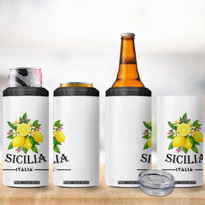 Sicilia Italia Fresh Lemon 4 in 1 Can Cooler Tumbler Italian Sicilians Floral Citrus from Southern Italy TS02 Print Your Wear