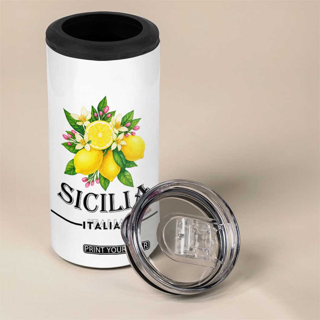 Sicilia Italia Fresh Lemon 4 in 1 Can Cooler Tumbler Italian Sicilians Floral Citrus from Southern Italy TS02 Print Your Wear