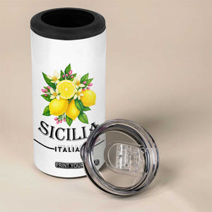 Sicilia Italia Fresh Lemon 4 in 1 Can Cooler Tumbler Italian Sicilians Floral Citrus from Southern Italy TS02 Print Your Wear