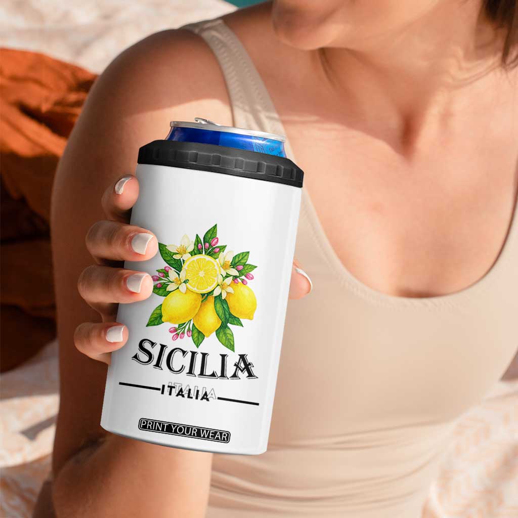 Sicilia Italia Fresh Lemon 4 in 1 Can Cooler Tumbler Italian Sicilians Floral Citrus from Southern Italy TS02 Print Your Wear