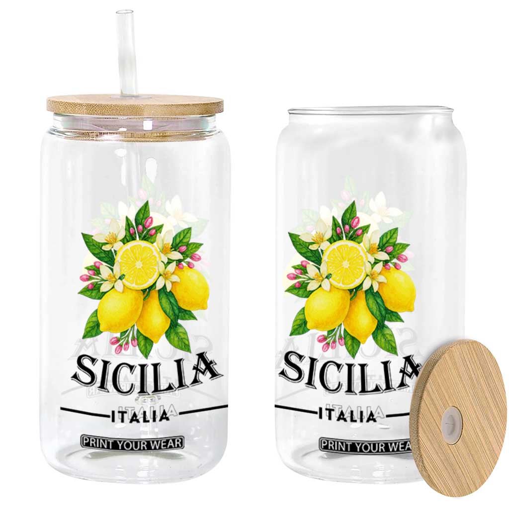 Sicilia Italia Fresh Lemon Glass Can Italian Sicilians Floral Citrus from Southern Italy TS02 Print Your Wear