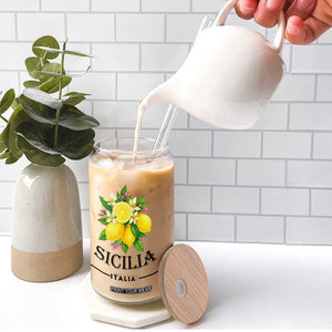 Sicilia Italia Fresh Lemon Glass Can Italian Sicilians Floral Citrus from Southern Italy TS02 Print Your Wear