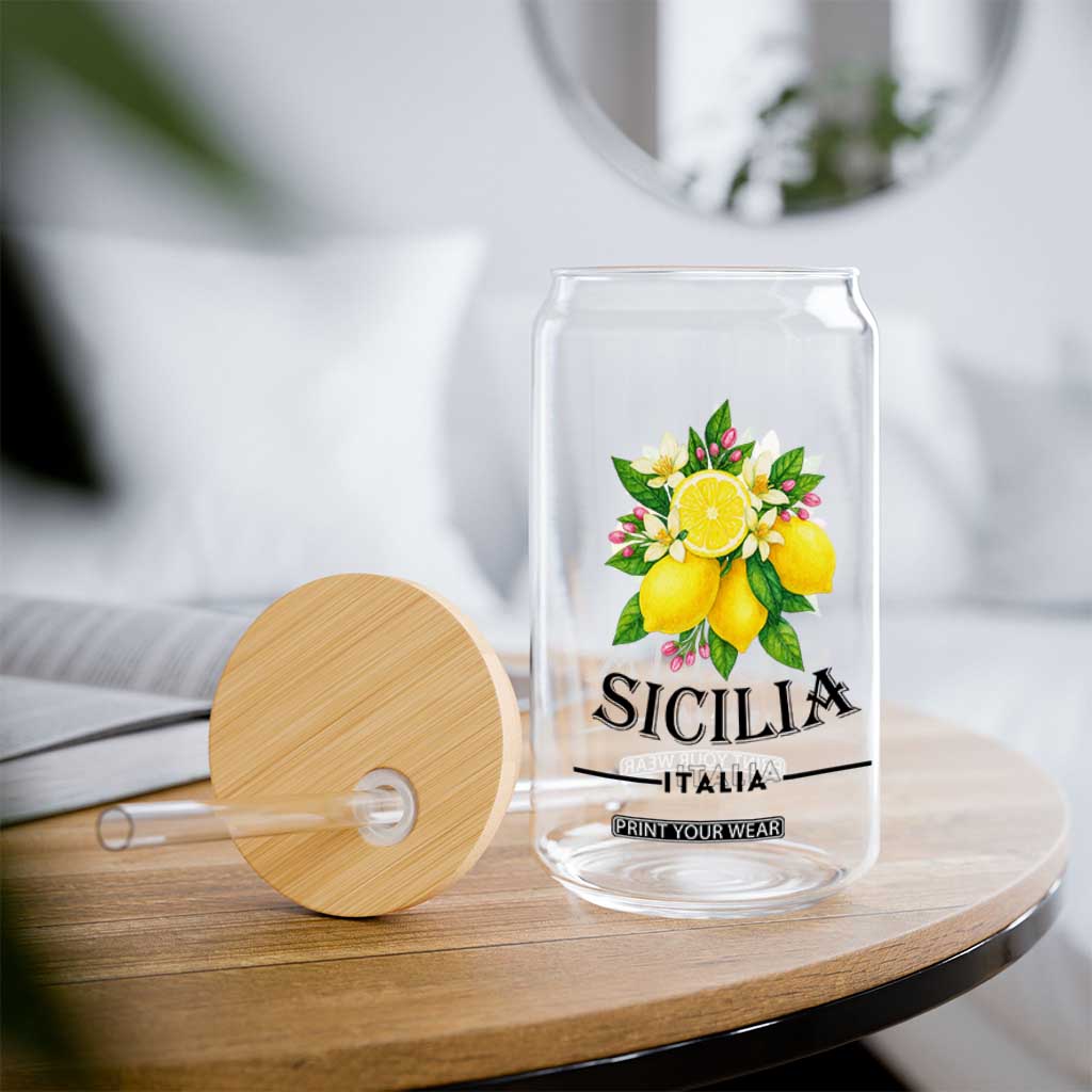 Sicilia Italia Fresh Lemon Glass Can Italian Sicilians Floral Citrus from Southern Italy TS02 Print Your Wear